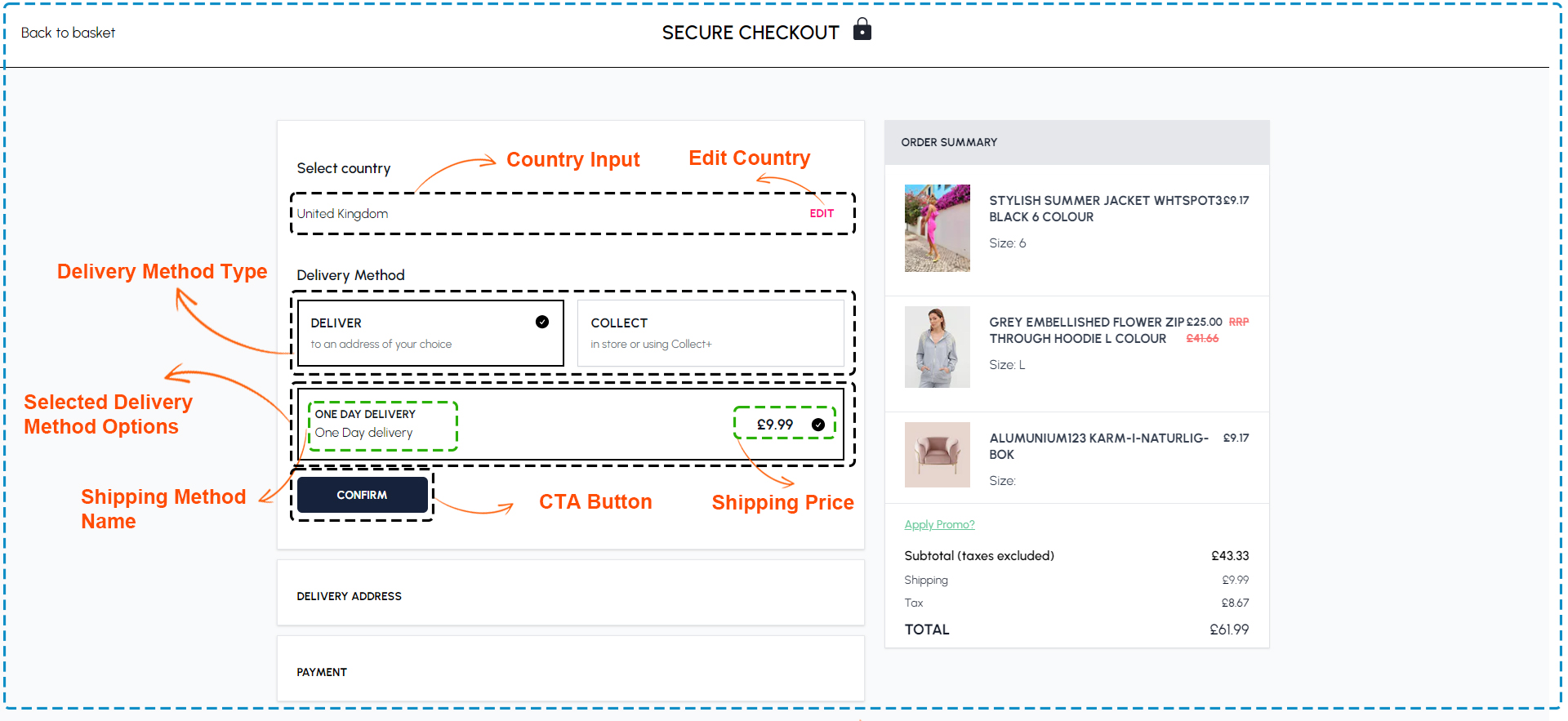 Shipping options and fees